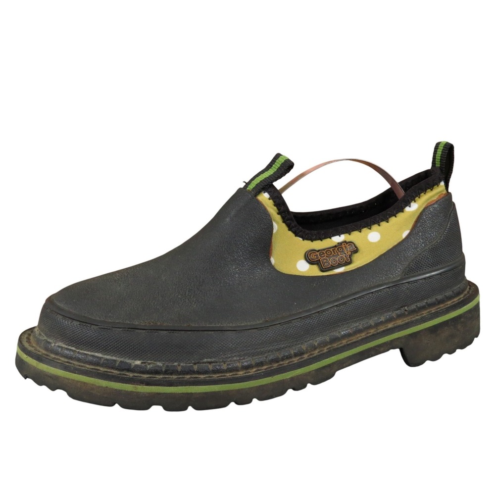 Georgia Boot Romeo Girls Size 5 Wide Black Rubber Slip-On Work Shoes